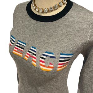 PEACE TOMMY HILFIGER Rainbow Ringer Sweater Size Small Heather Grey Knit